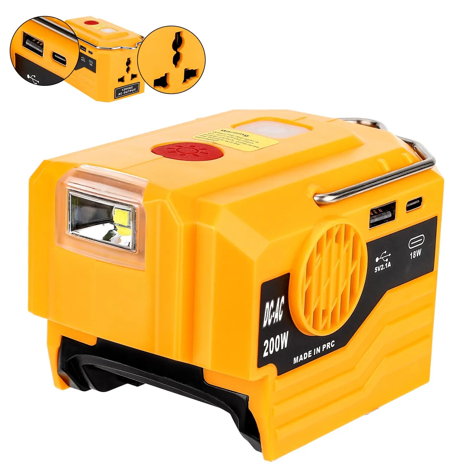 Outdoor Power Works - 屋外キャンプ用発電機 Dewalt 20V バッテリー用 200W DC-AC