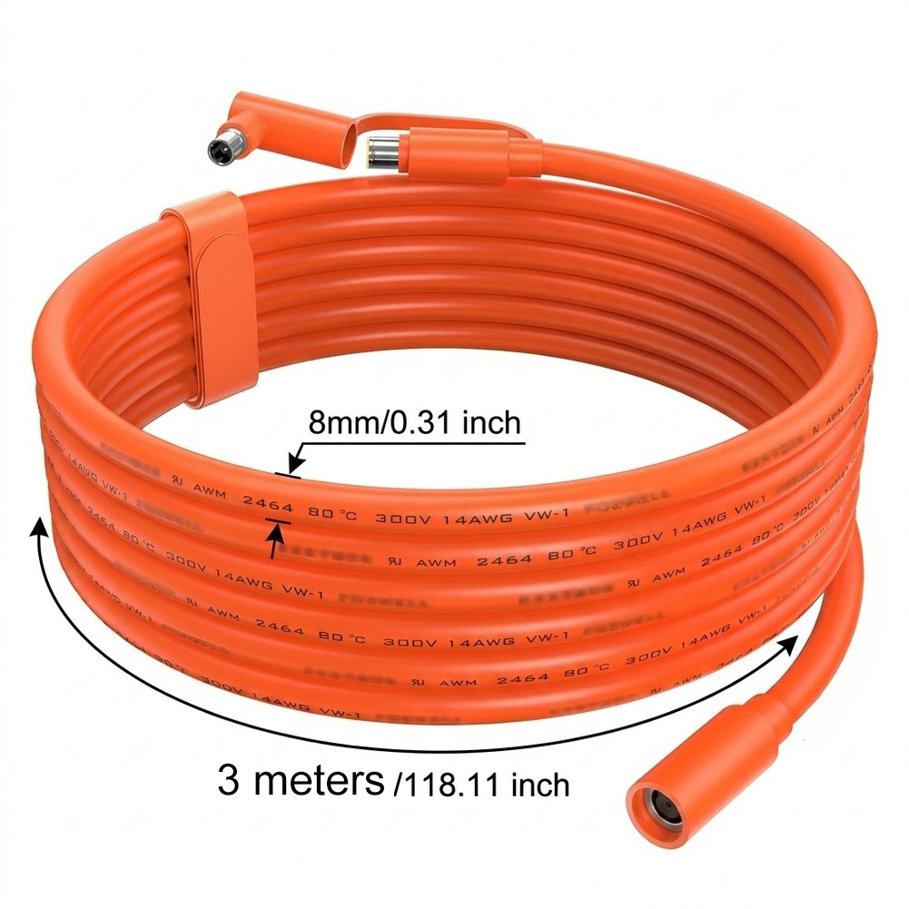 Power Outdoor Jackery - 10フィート 14AWG ソーラー延長ケーブル、DC8020アダプター付き、Jackery、Bluetti、Ankerパワーステーション用、8mm DC7909コネクター、屋外用