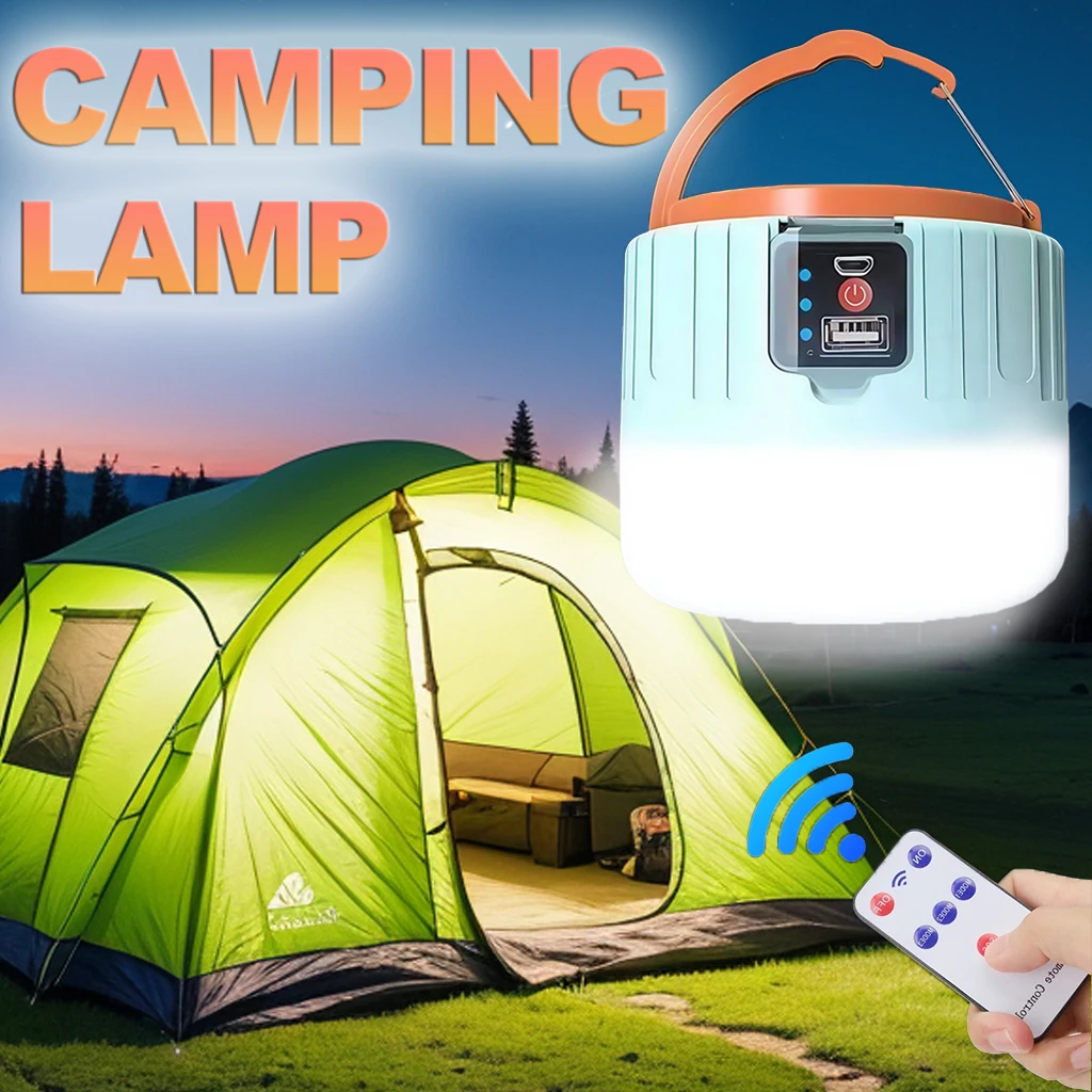 Outdoor Power Works - ソーラーキャンプランタン 充電式LEDポータブルワークライト リモコン付き、パワーバンク懐中電灯 釣りBBQ用屋外緊急ランプ