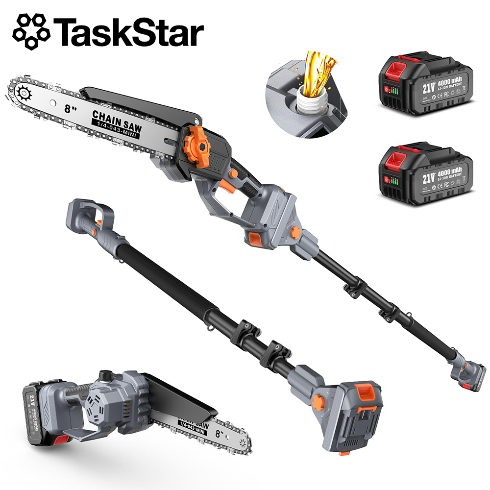 Garden Shredder Chipper - TaskStar 8インチ伸縮式剪定鋸 ガーデンツリープルーナー チェーンソー 調節可能 15フィート