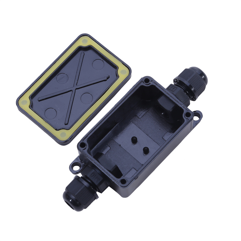 Outdoor Power Supply Box - 防水プラスチックジャンクションボックス,黒のミニジャンクションボックス,ip66端子,1 in 2出力,耐食性,屋外