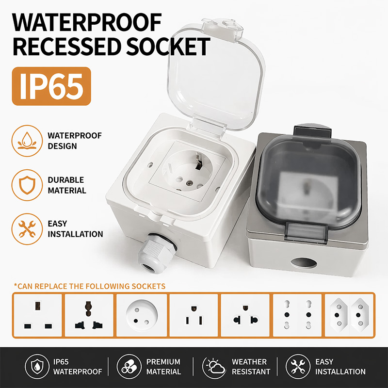 Outdoor Kitchen Power Outlet - IP65 防水屋外ソケットボックス壁埋め込み電源コンセントフリップカバー付き EU 英国米国ユニバーサルモジュール庭のキッチン用