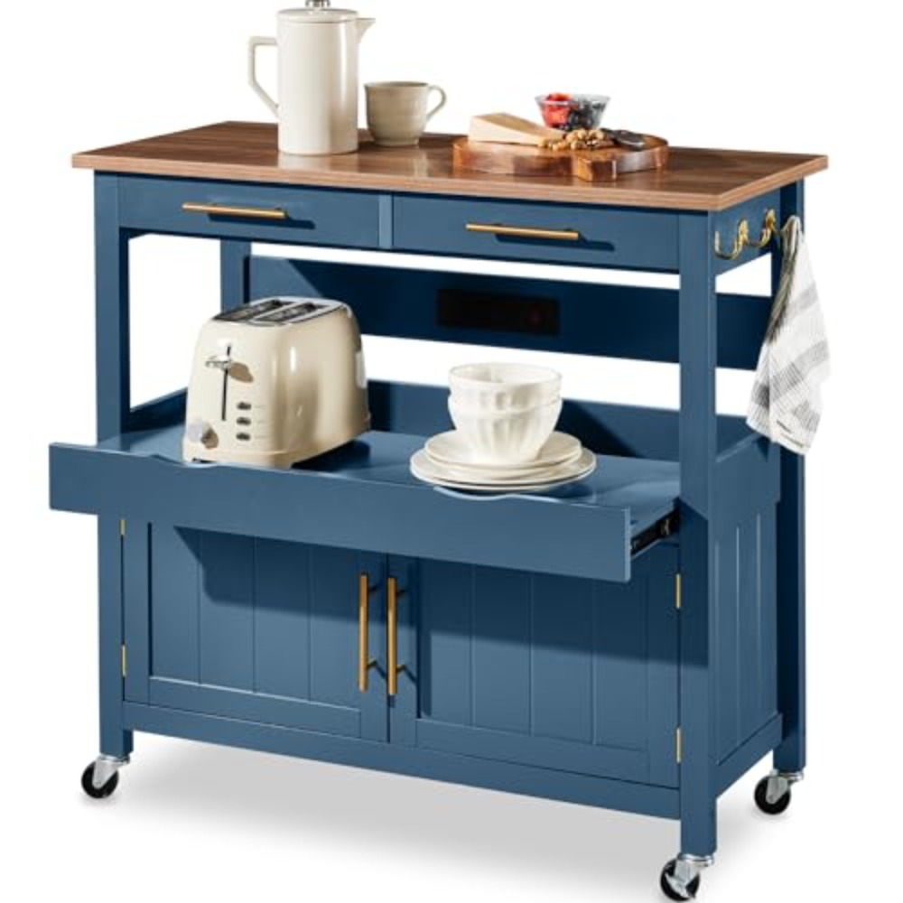 36インチ大型ローリングキッチンアイランドカート、2ドアキャ - Outdoor Kitchen Power Outlet のレビューと価格