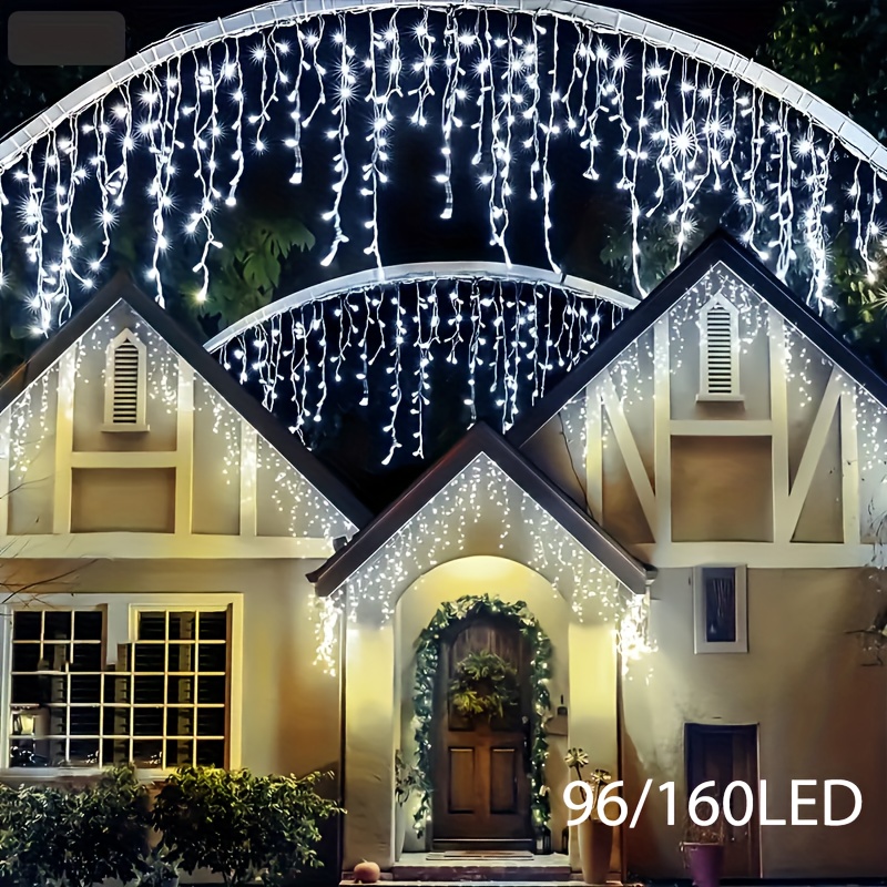 ソーラー式屋外アイシクルストリングライト、8つのモード搭載、 - Outdoor Power For Xmas Lights のレビューと価格