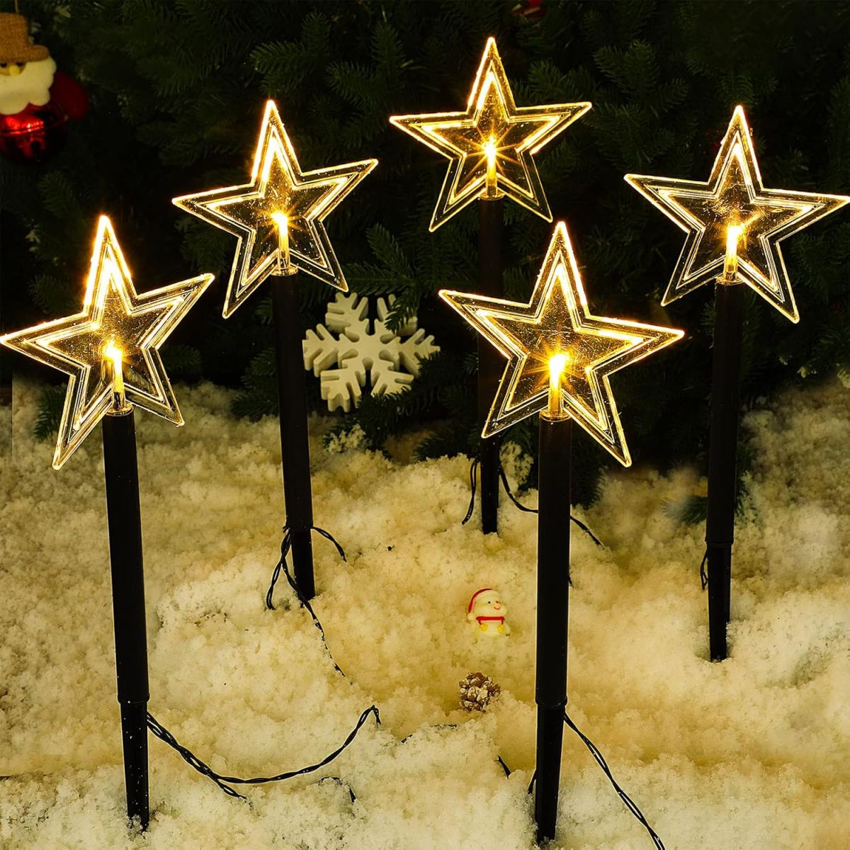 ソーラーパワークリスマスパパスライト、防水スノーフレーク、ク - Outdoor Power For Xmas Lights のレビューと価格