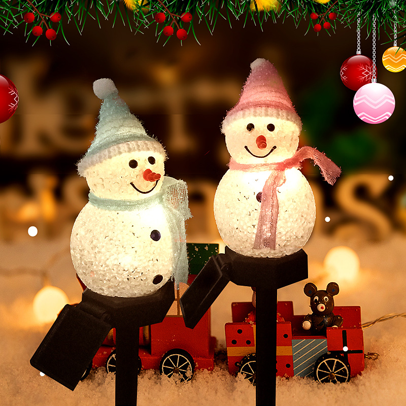 LED雪だるまソーラーガーデンライト屋外地面杭ライトソーラー - Outdoor Power For Xmas Lights のレビューと価格
