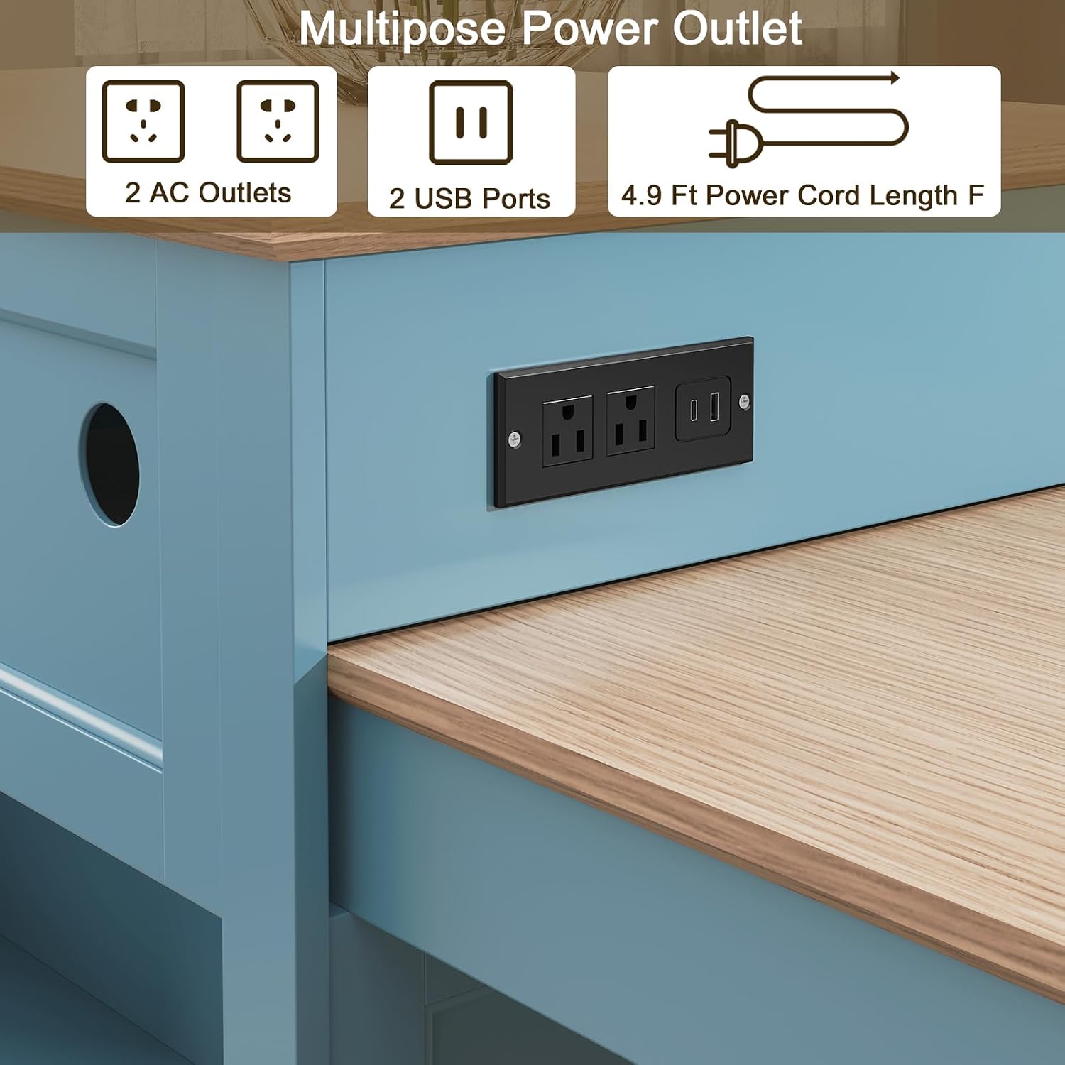 72インチキッチンアイランド、2～4人用の拡張テーブル付き、 - Outdoor Kitchen Power Outlet のレビューと価格
