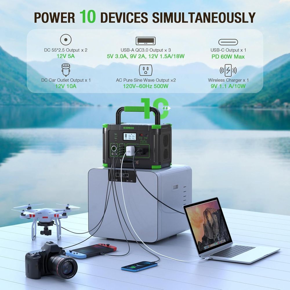 500Wポータブル電源 519.48Wh アウトドア用発電機 - Outdoor Power Port のレビューと価格