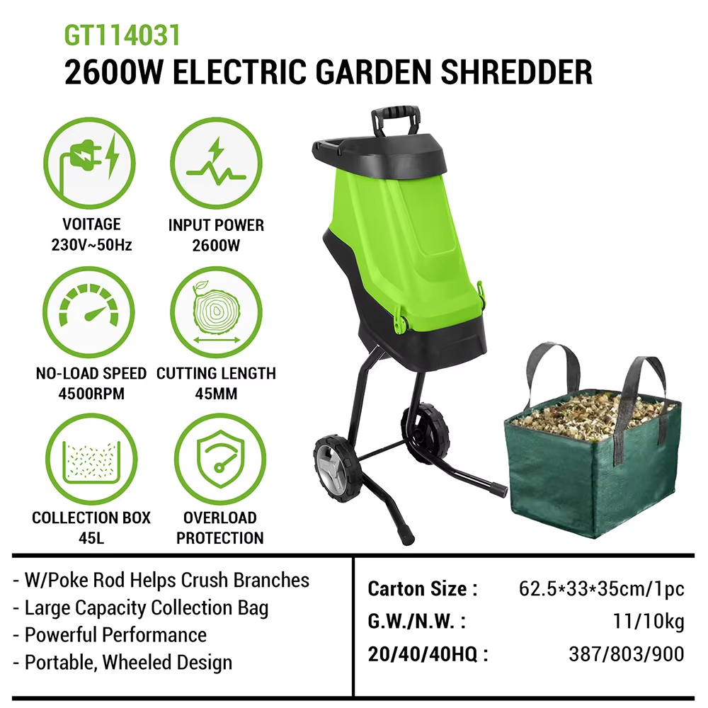 電動ガーデンチッパー、木の枝葉破砕機、木材チッパーシュレッダ - Garden Shredder Chipper のレビューと価格